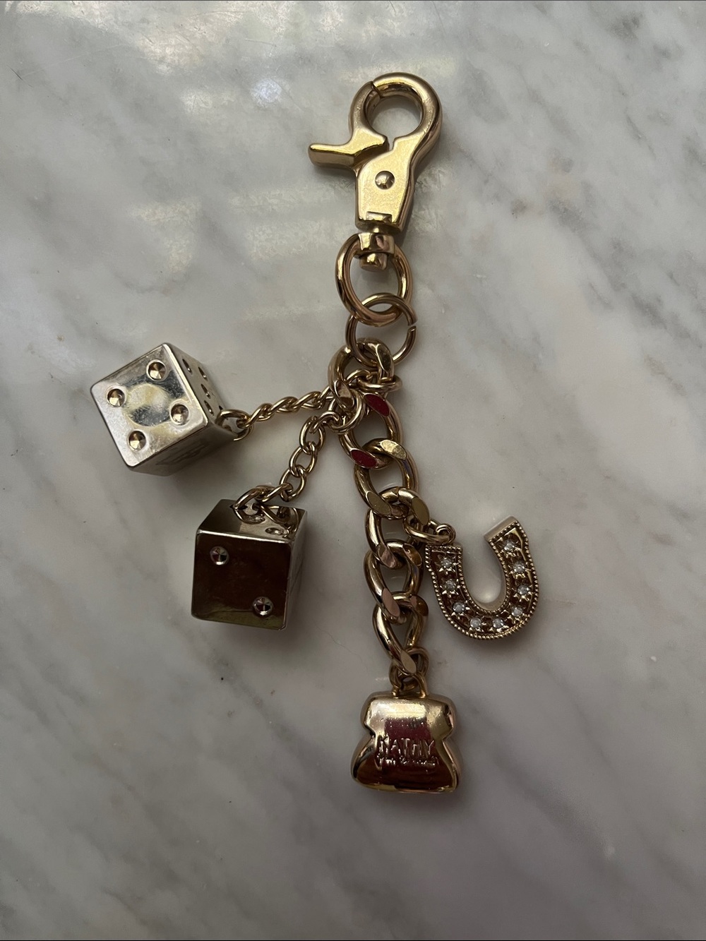 Kathy Van Zeeland Gold-Tone Dice, Horseshoe & Purse Charm Keychain